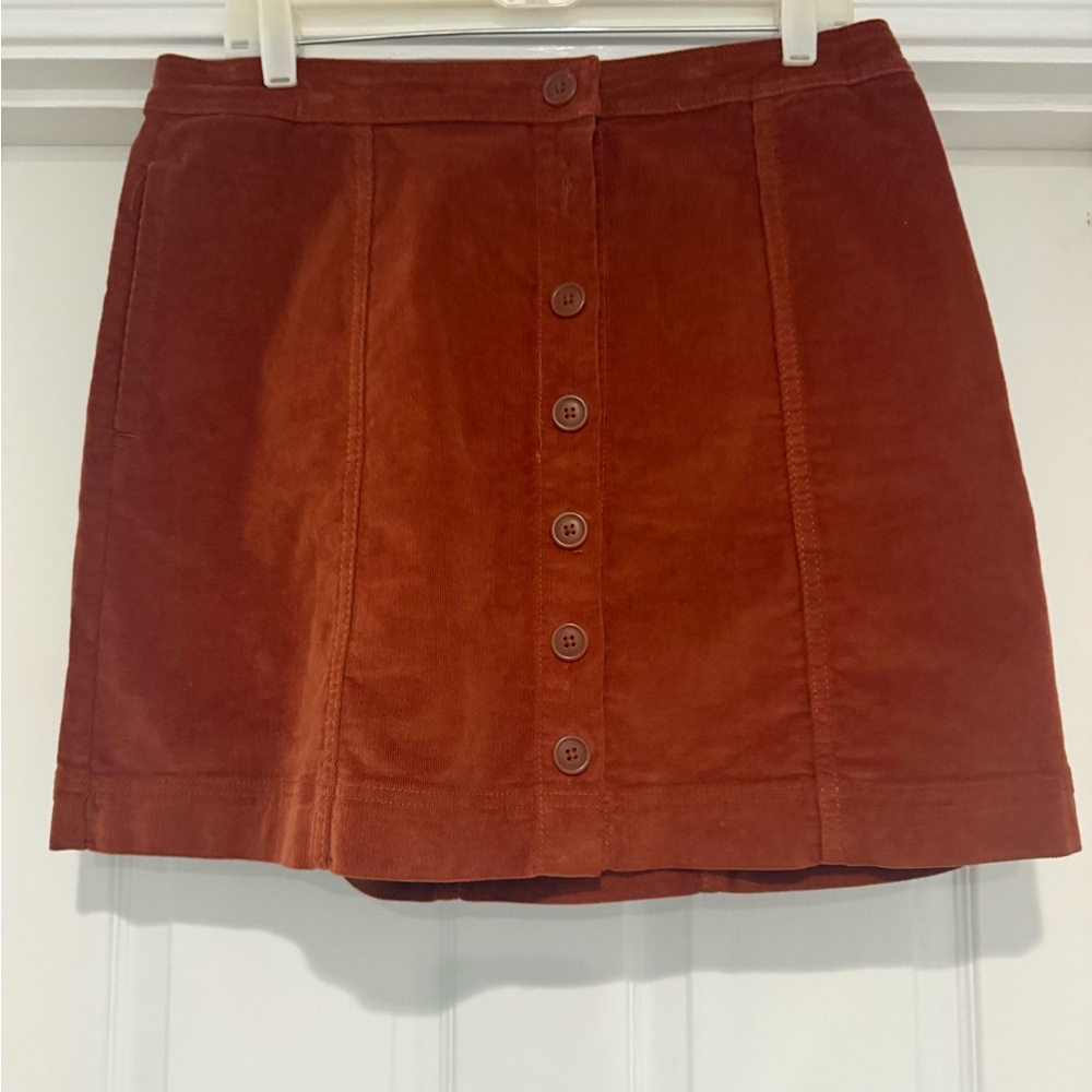 Knox Rose Rust Button-Front Corduroy Mini Skirt